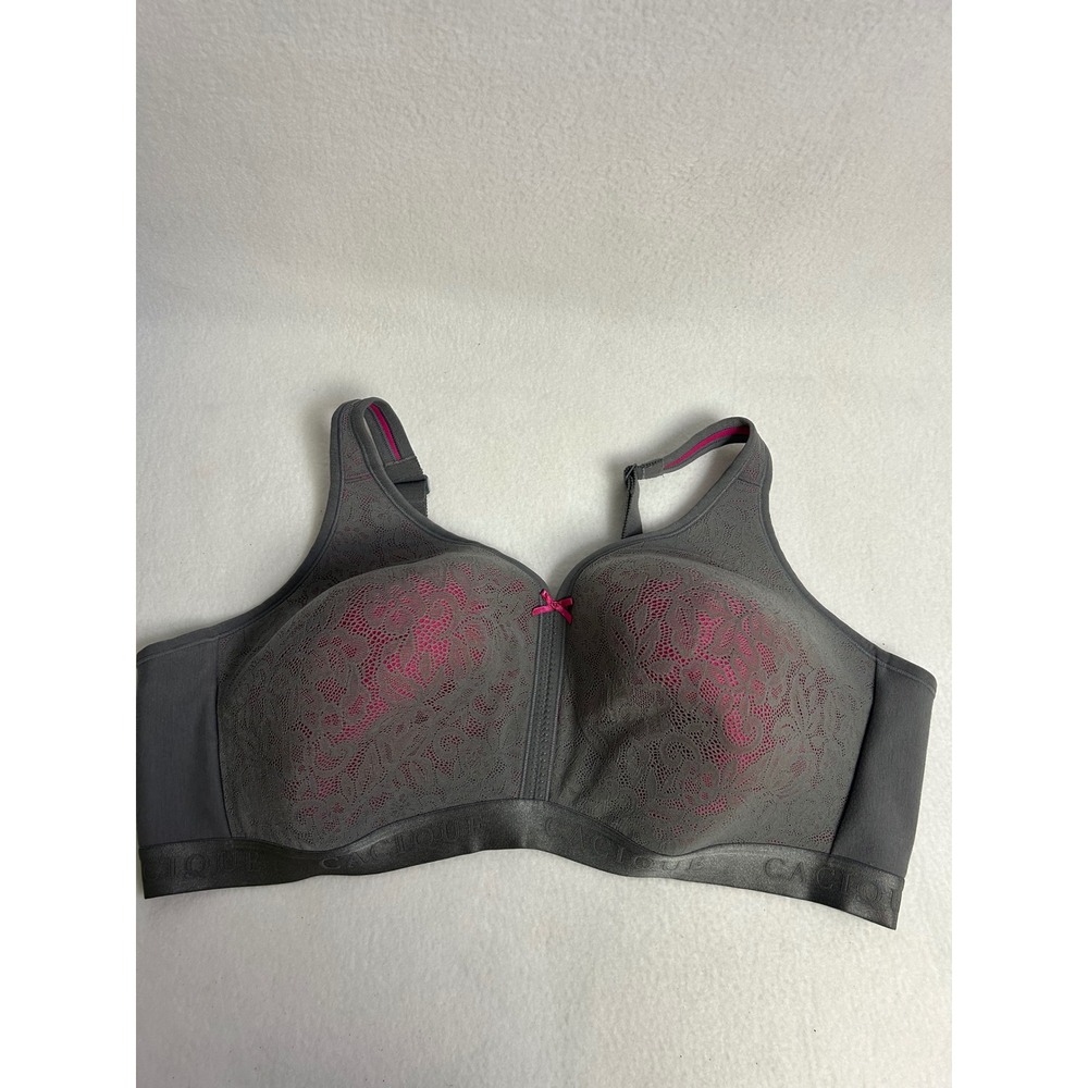 Lace Comfort Cacique Women 48DD Grey Pink Wirefree‎ Lightly Lined Bra